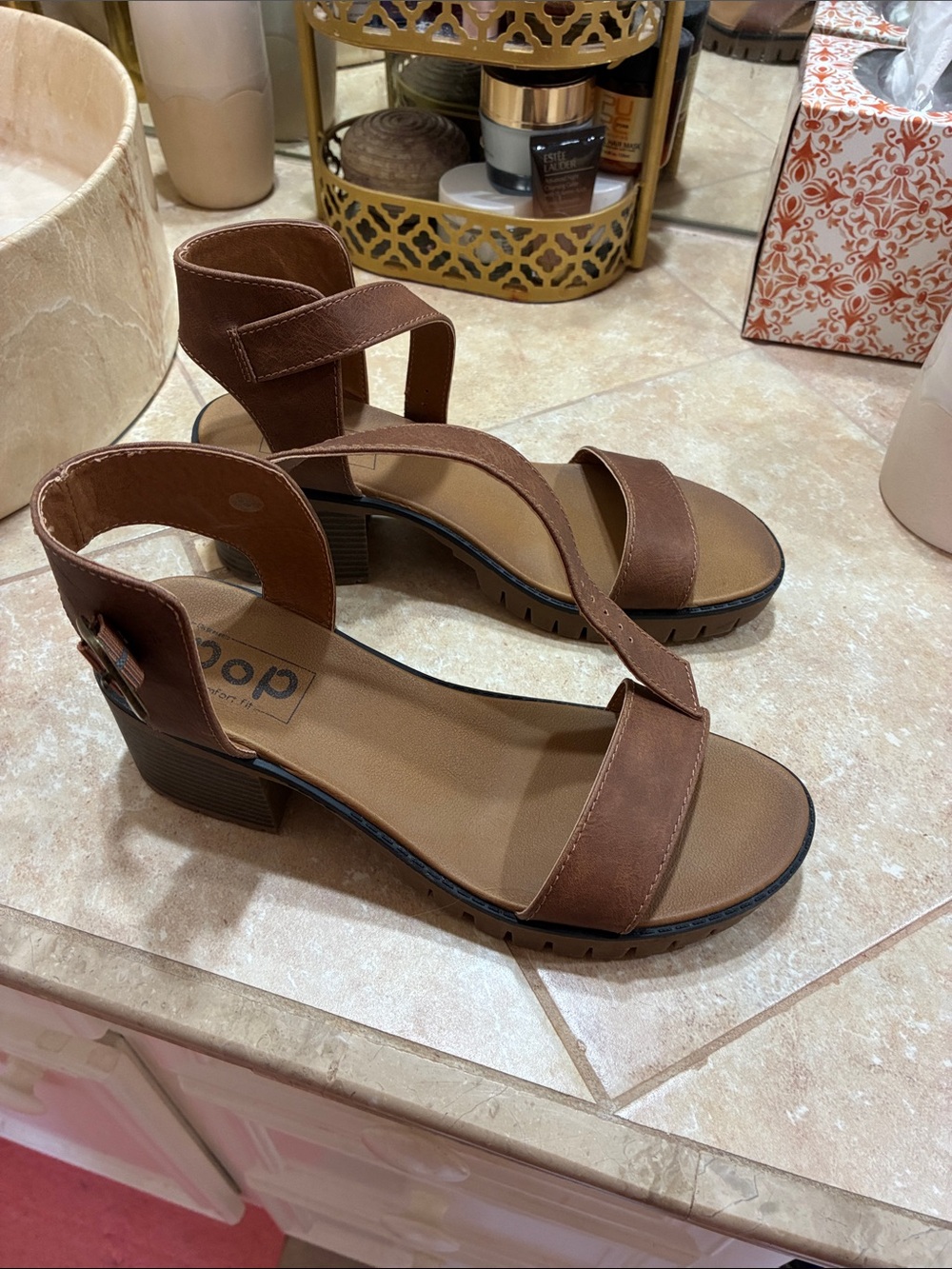 Comfort Block Heel Sandals in Brown - Women's Casual Style